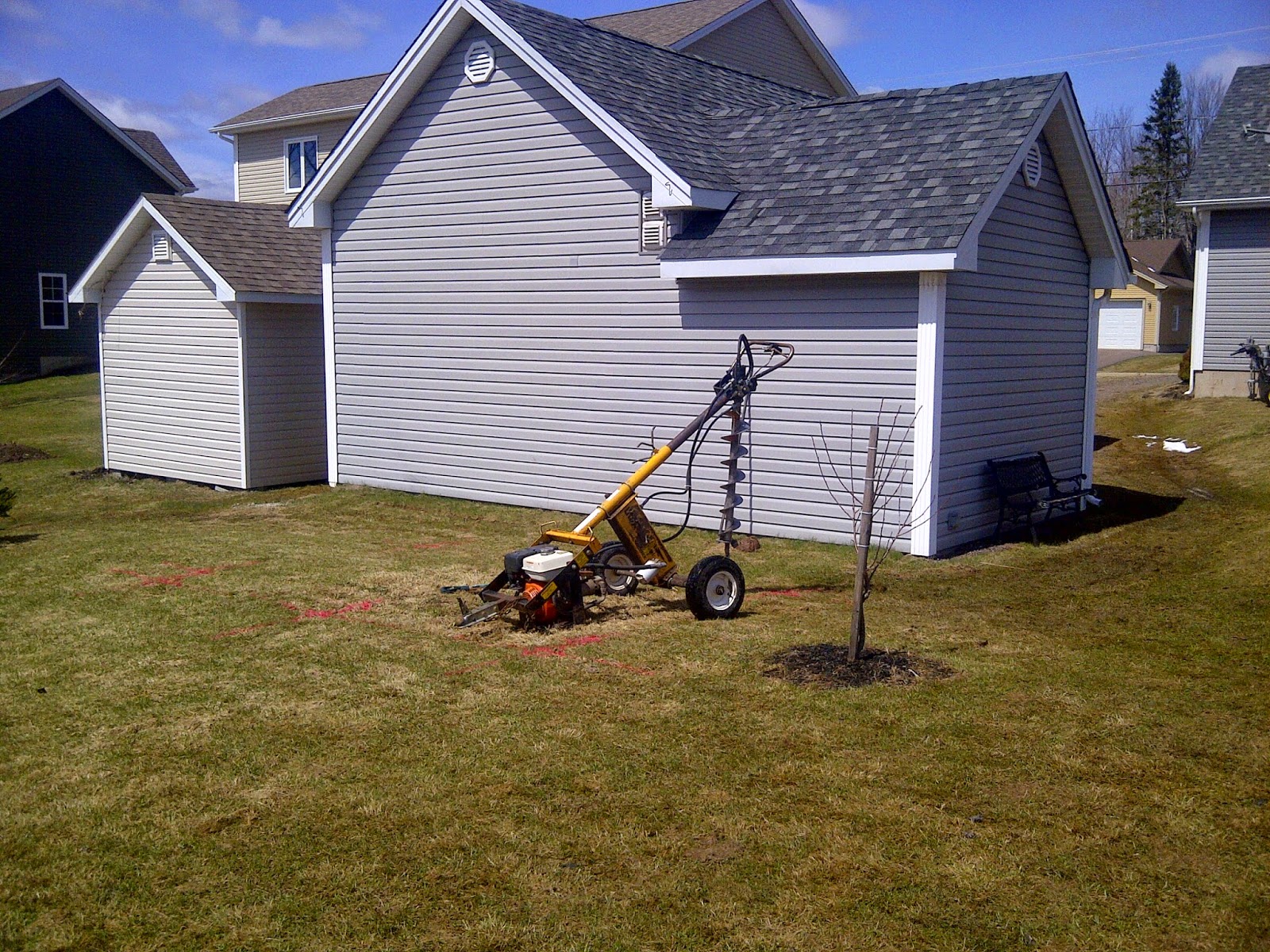 digging the holes for the posts 4x4 posts installed and