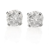 14k White Gold, Round, Diamond Stud Earrings (1/3 cttw, K-L Color, I3 Clarity)