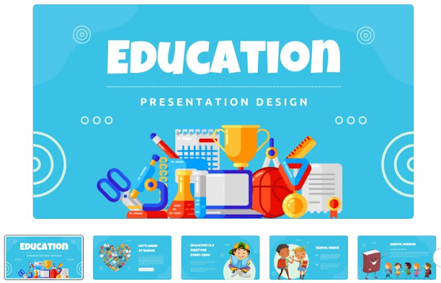 10 Rekomendasi Template PPT Canva Simpel dan Keren, Tema Edukasi - Colorful Illustrated Education Presentation