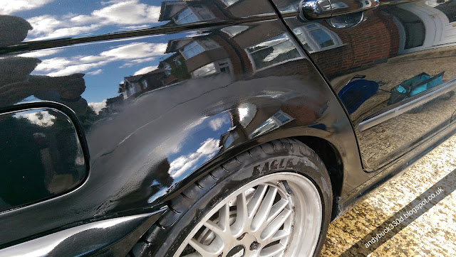 BMW E46 330d rear wheel arch wet sanded