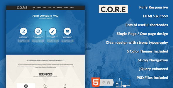 Core - One Page Responsive HTML5 Template - Creative Site Templates