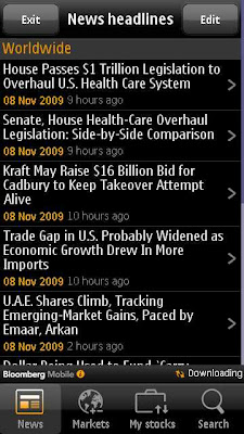 Bloomberg Widget Nokia 5800