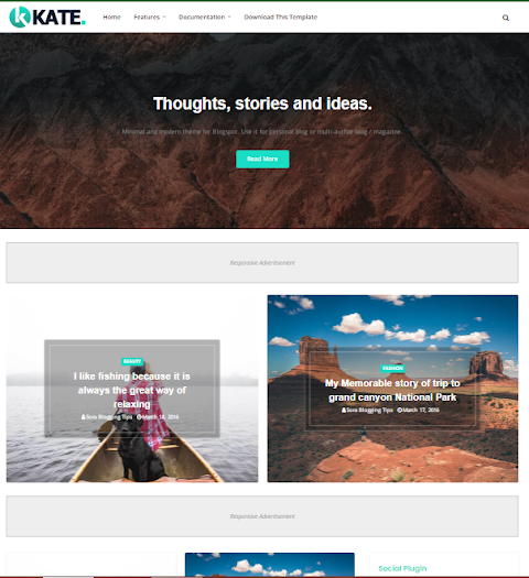 KATE – BEAUTY FASHION NATURE BLOGGER TEMPLATE FREE DOWNLOAD