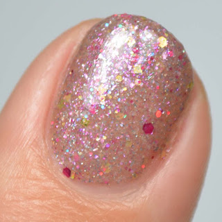 mauve jelly with holographic glitter