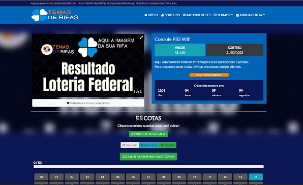 Script Rifas Online Baixa Automática Sorteio Site Azul 2022  Números Aleatórios