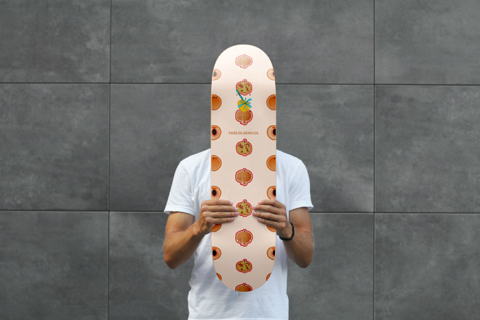 Skateboard with pattern of Pomegranates & Peaches