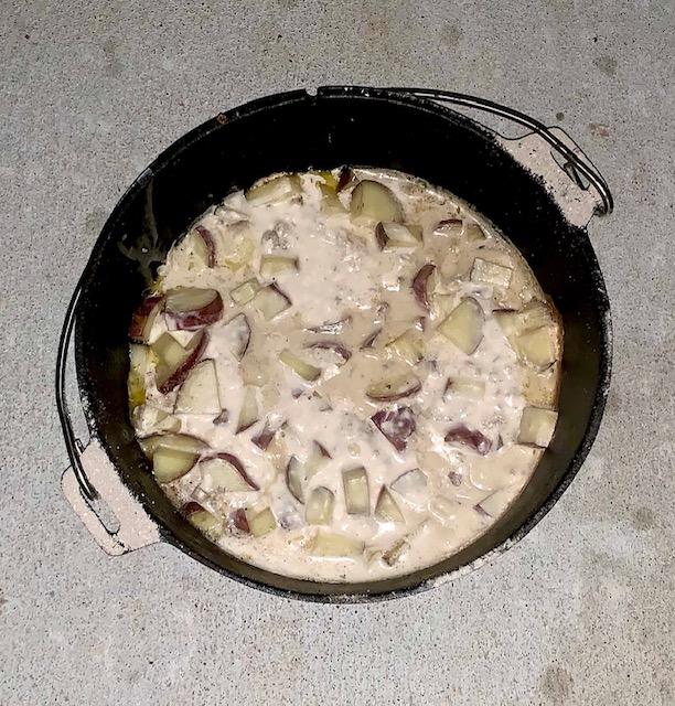 Dutch Oven Pork Chops and Potatoes with Mushroom Sauce