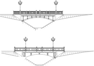 Pont avec dessins AutoCAD sans élévation de l'éclairage public