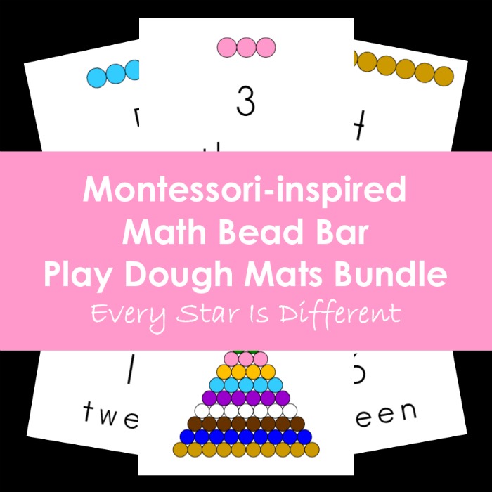 Montessori Math Bead Bar play dough mats bundle