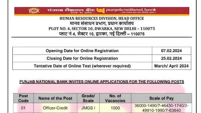 PNB Specialist Officers Recruitment 2024 - 1025 Vacancies, Apply Now