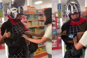 Viral ! Emak-emak Kepergok Maling Susu Kaleng di Minimarket