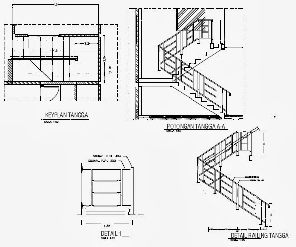  INTERIOR DESAIN: Jasa Pembuatan Gambar AutoCAD 2D Detail Tangga Rumah