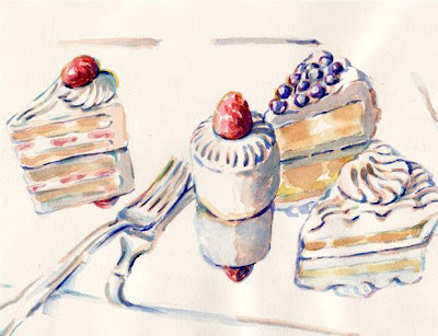 #179 Pieces of Cake Watercolor