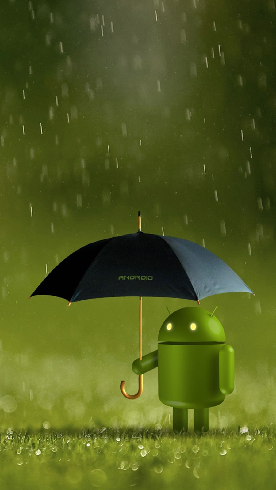 Wallpaper Android Robot Dan Payung Hitam