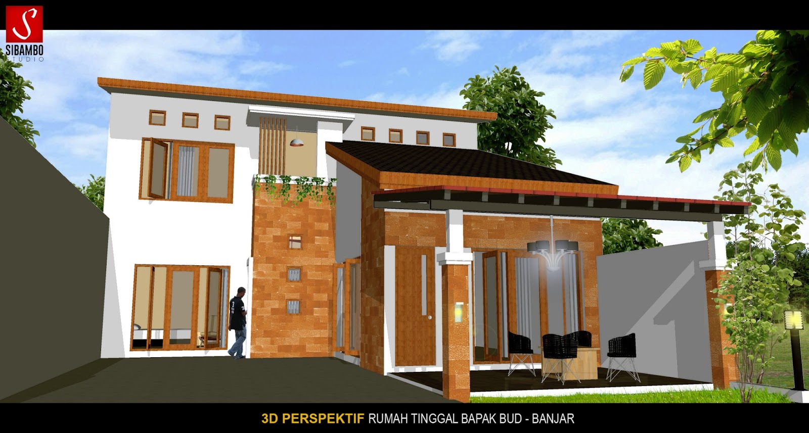 Rumah 2 Lantai Bergaya Country Modern 13x10 M Bpk Budi Banjar