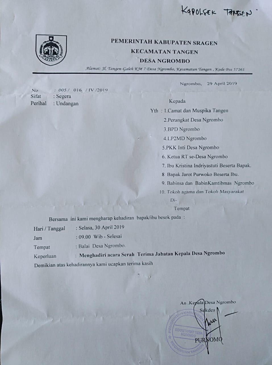 Contoh Surat Undangan Sertijab Kepala Desa - Sample Surat ...