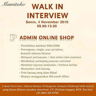 Walk In Interview Admin Online Shop