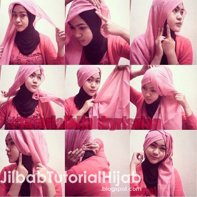 Tutorial Hijab Paris Segi Empat  Jilbab Tutorial Hijab