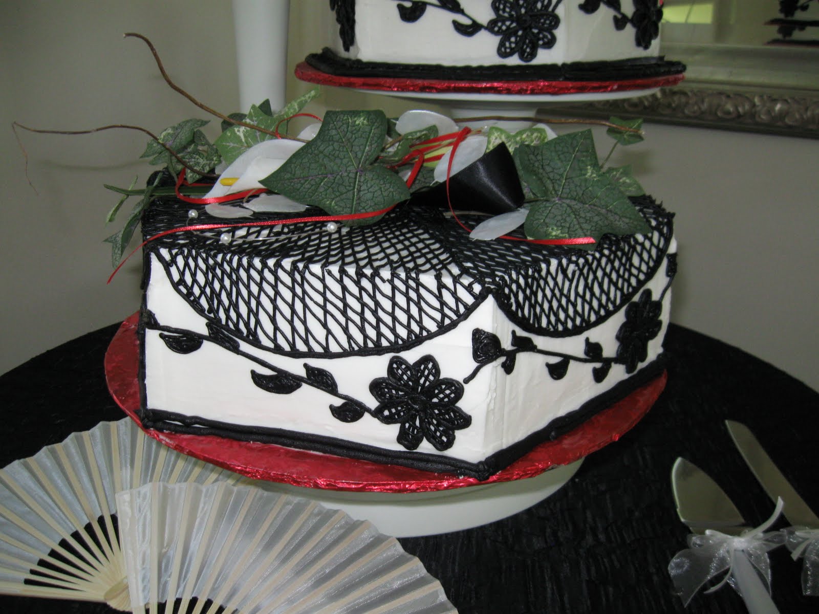 Black, white and red wedding