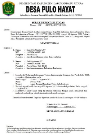 Referensi 11+ Contoh Surat Tugas Kerja Dari Desa 