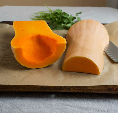 Squash ready to be roasted