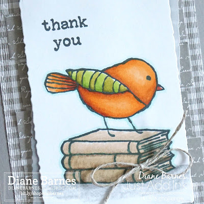 Handmade birdie card using Stampin Up Birds's Eye View and Just My Type stamp sets, Deckled rectangle dies, and Stampin Blends alcohol markers. Card by Diane Barnes - Independent Demonstrator in Sydney Australia - colourmehappy - stampinupcards - cardmaking - stamping