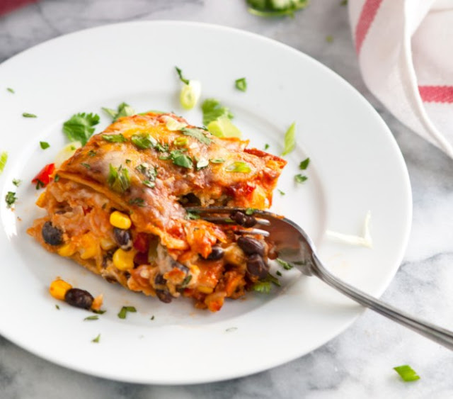 Mexican Casserole with Roasted Corn and Peppers #vegetarian #lunch