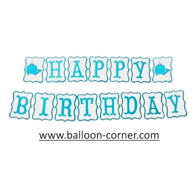 Bunting Banner HAPPY BIRTHDAY Motif Ikan Paus