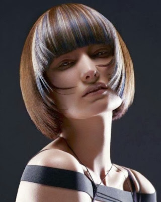 Bangs Bob Frisuren blondes Haar mit Highlights