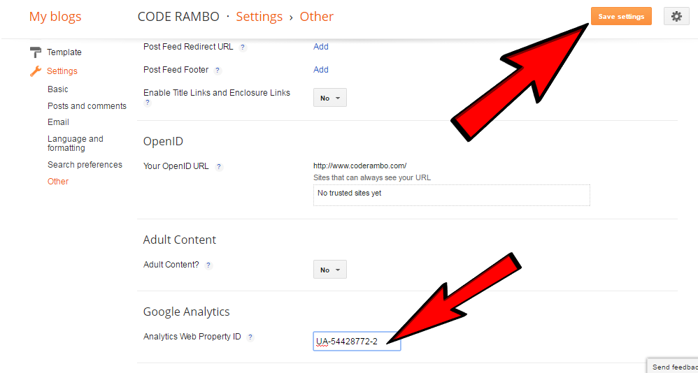 How to integrate Google Analytics to blogger blog