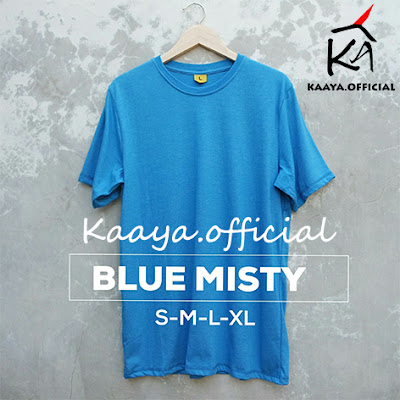 Rekomendasi Kaos Polos Warna Blue Misty Cotton Combed 30s