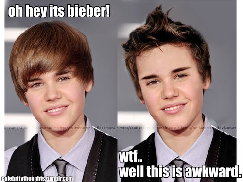 bieber cut hair. Justin Bieber with a different
