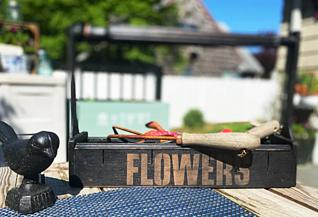 garden tote with garden tools