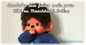 kiki monchhichi chaussures handmade fait main sandales nu-pieds cuir poupée 
