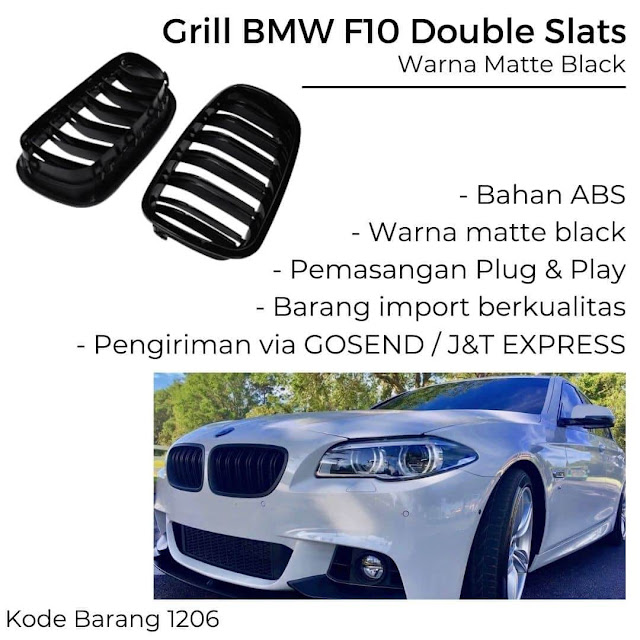 Grill BMW Seri 5 F10 - Double Slats - Warna Matte Black