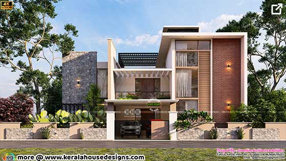 78x85 Feet contemporary style house day view rendering
