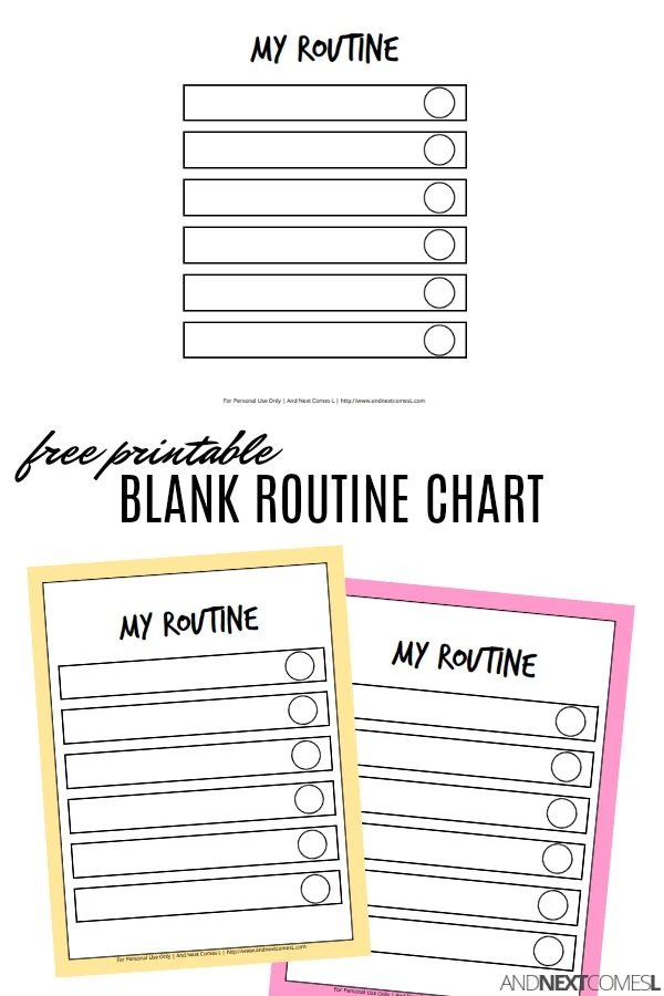 Free printable visual routine chart for kids that's blank so you can customize it!