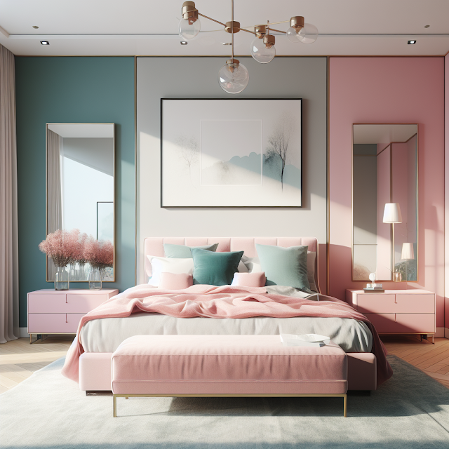 Furniture and Accessories Pink and Teal Bedroom