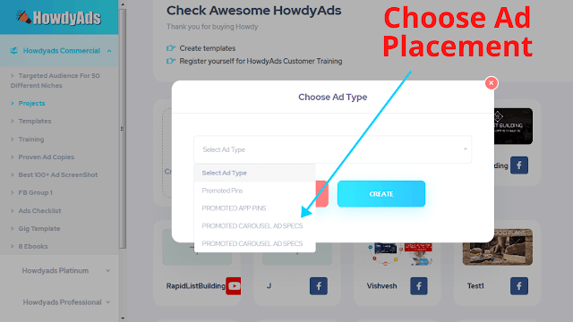 Choose Ad Type for Placement