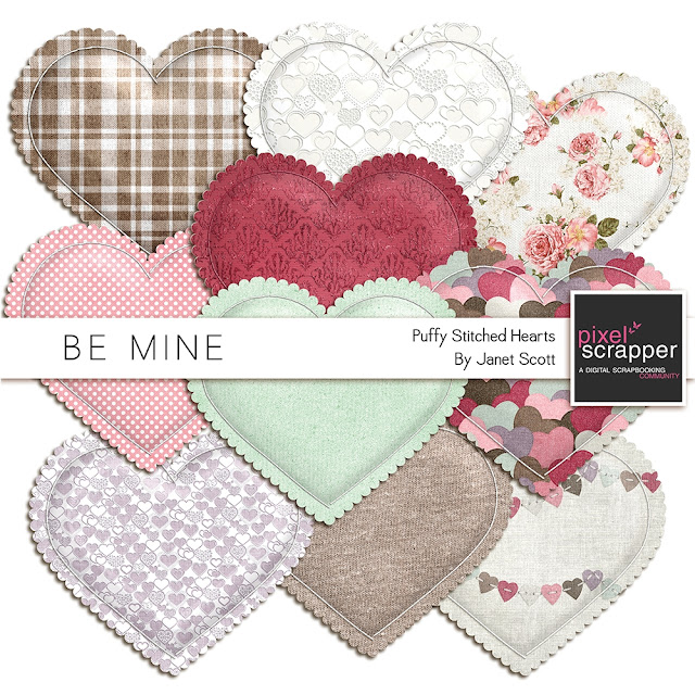 Free Design Elements Download -  Puffy Stitched Hearts Kit