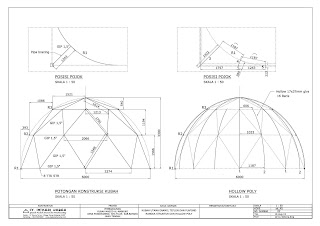 contoh, gambar, bestek, kerja, shop drawing, kerangka, kubah, space frame, monocoque, harga, murah, awet, analisa, staad pro