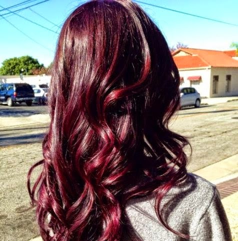 Contoh Warna Rambut Merah Burgundy