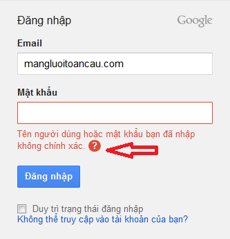 Nhập sai mật khẩu