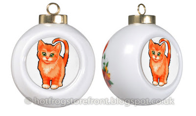 image of kitten on Christmas bauble