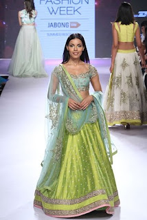 Green designer Lehnga Designs for Festival 