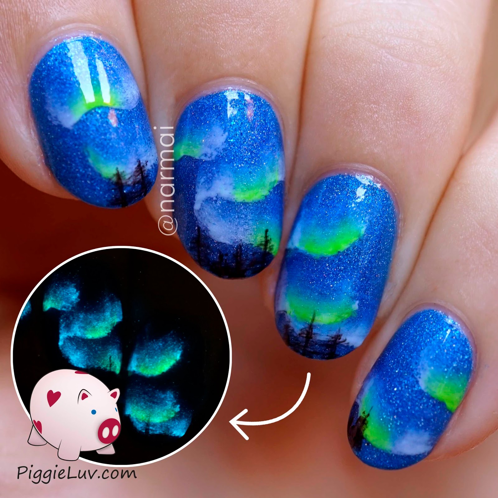 Piggieluv Aurora Borealis Nail Art Glow In The Dark