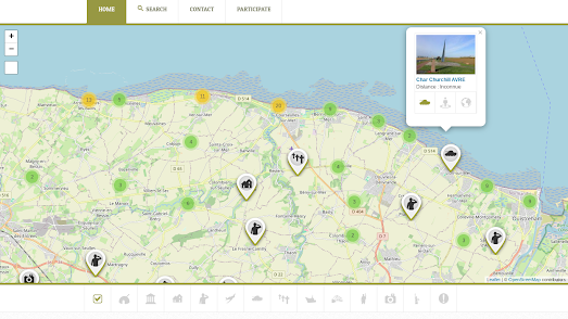 map of WWII war memorials in Normandy, France