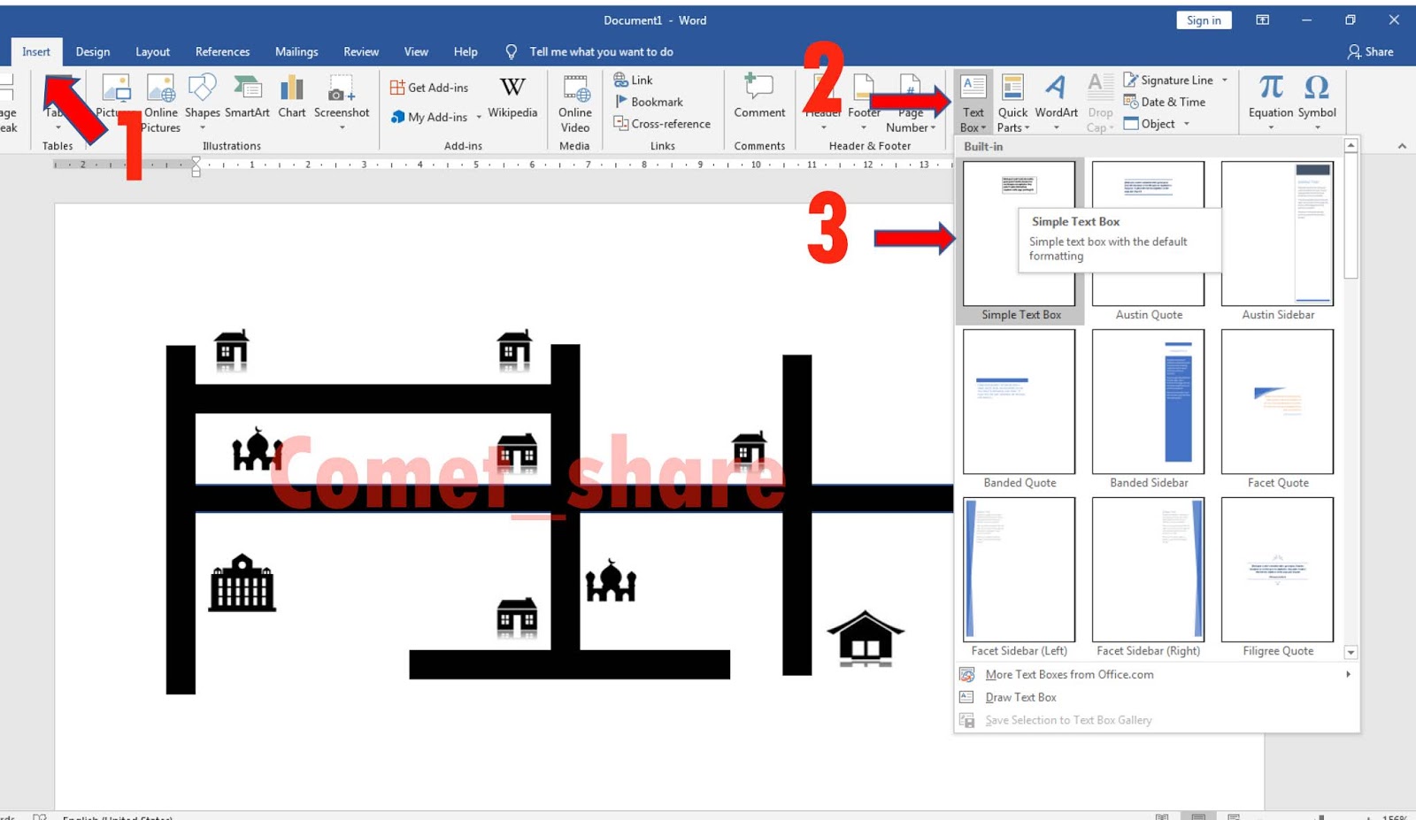 Cara Membuat Denah lokasi Menggunakan Ms.Word - COMET_SHARE - Cara Buat Denah Lokasi Di Word