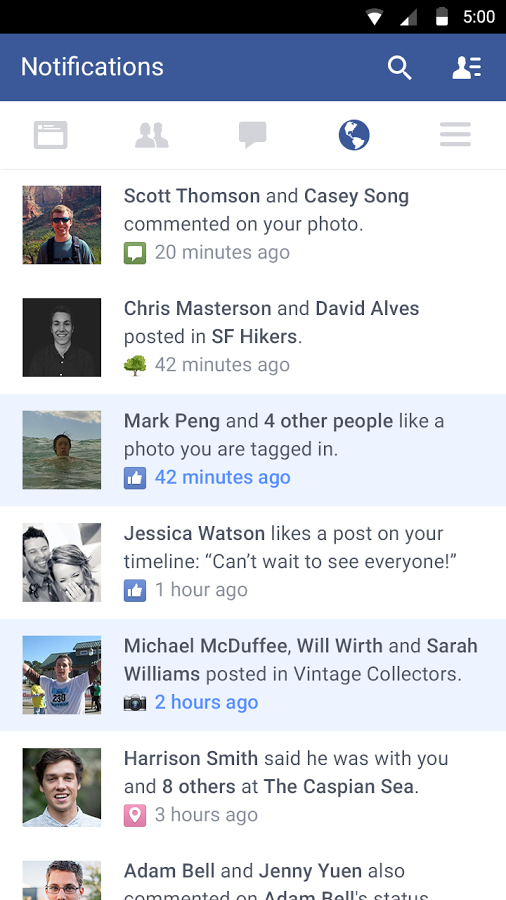 آخر تحديث لتطبيق الفيس بوك Facebook  للأندرويد لعام 2015