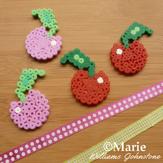 Cherry fruit fused hama perler bead embellishments designs craft